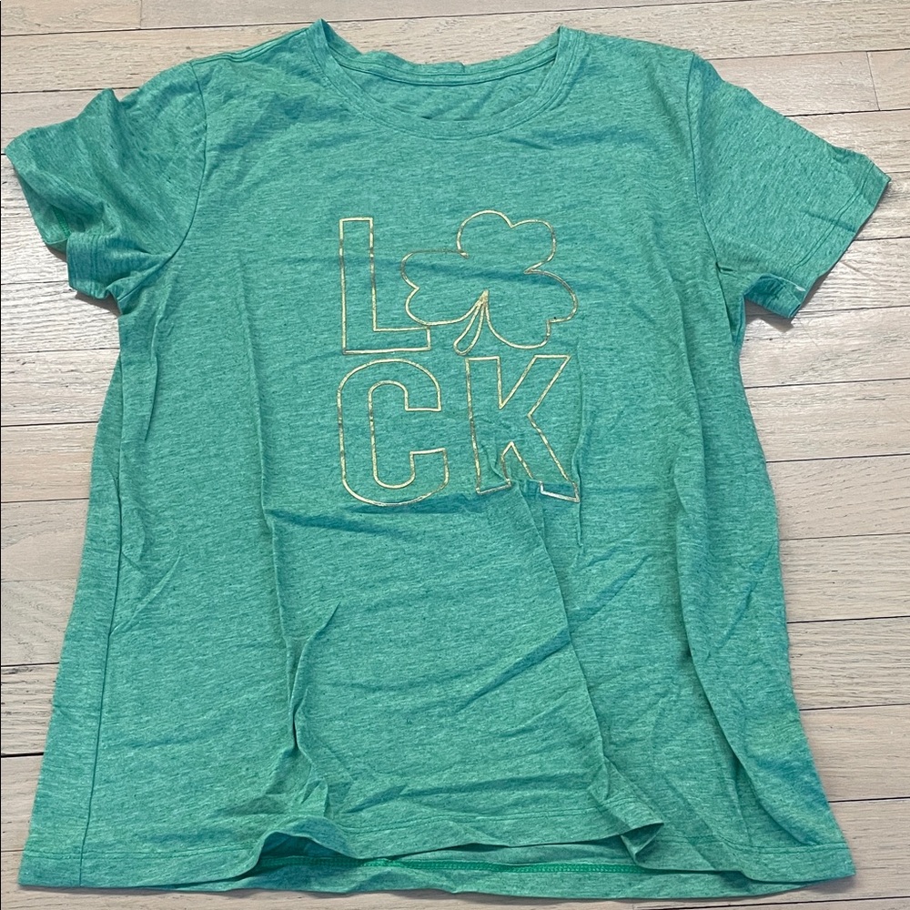 Green Graphic T-Shirt with Gold Clover